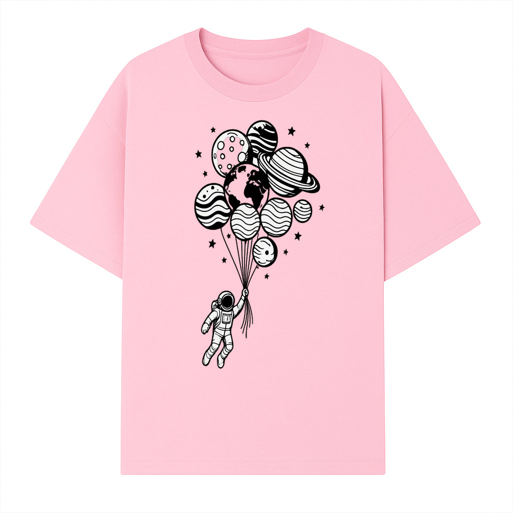 Astronaut Holding Planet Balloons Graphic T-Shirt | Space Adventure Design | Galaxy-Themed Apparel for Kids and Adults - T-shirt 1758273117680.jpg
