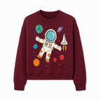 Astronaut Space Adventure Art Print | Planets & Rocket Ship Illustration | Fun Kids Room Decor | Outer Space Wall Art - Sweatshirt 1758273117705.jpg