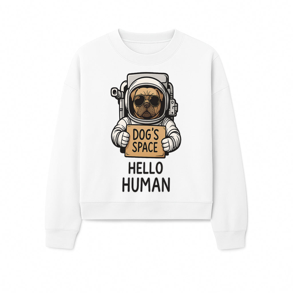 Astronaut Dog's Space Hello Human T-Shirt | Cute Dog Lover Graphic Tee | Unique Gift for Pet Owners | Fun Space-Themed Apparel - Sweatshirt 1758273117759.jpg