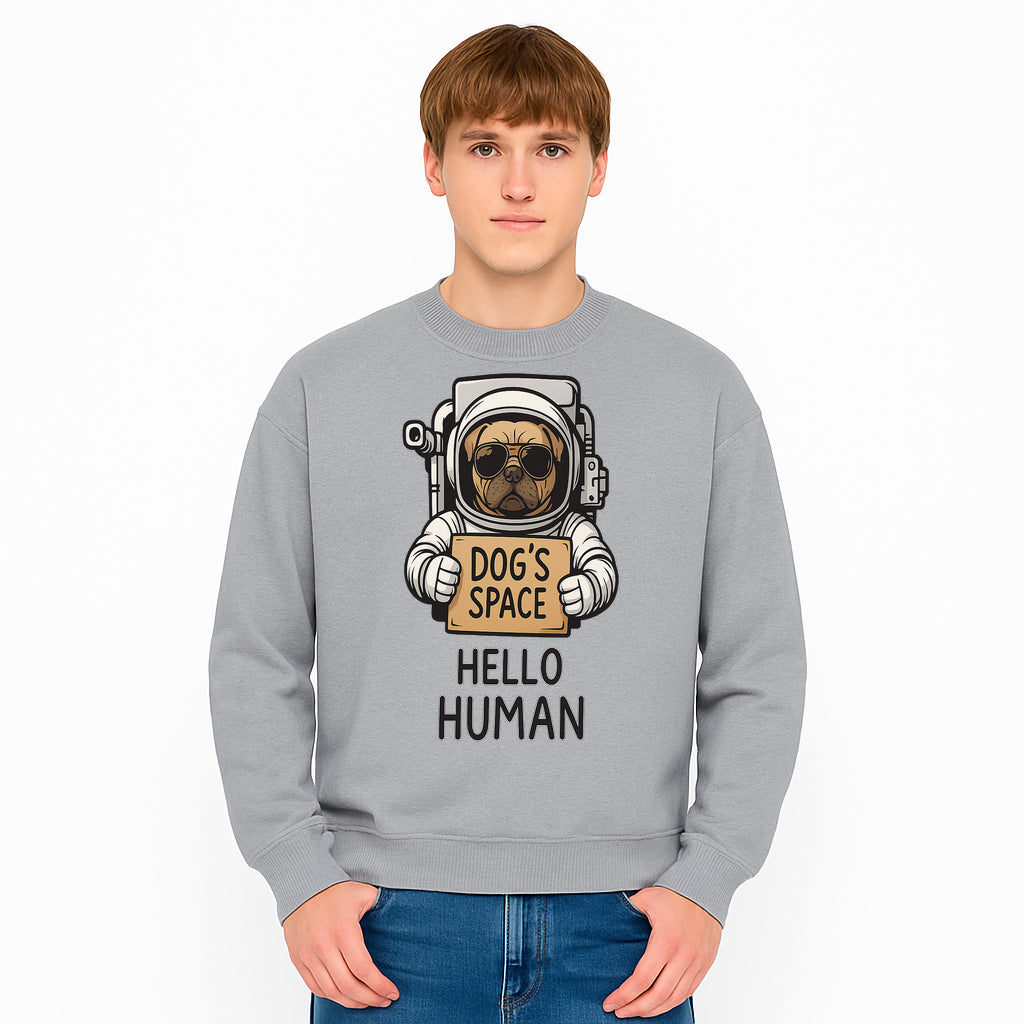 Astronaut Dog's Space Hello Human T-Shirt | Cute Dog Lover Graphic Tee | Unique Gift for Pet Owners | Fun Space-Themed Apparel - Sweatshirt 1758273118904.jpg