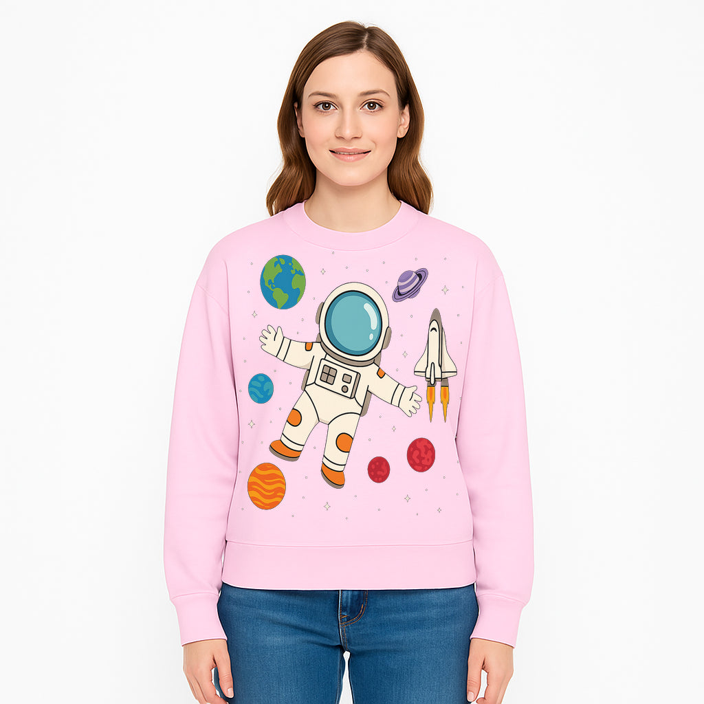 Astronaut Space Adventure Art Print | Planets & Rocket Ship Illustration | Fun Kids Room Decor | Outer Space Wall Art - Sweatshirt 1758273119556.jpg