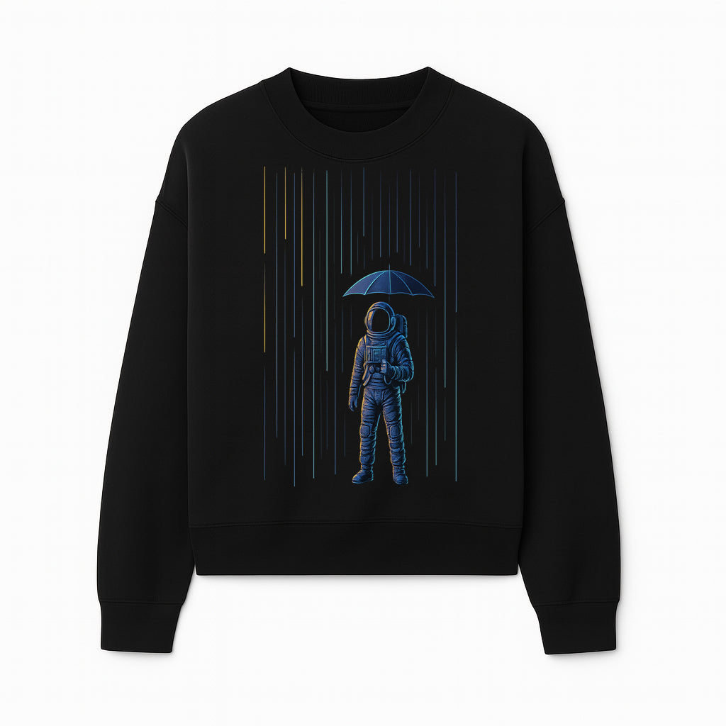 Abstract Astronaut Art Print with Umbrella, Cosmic Rain Theme, Space Decor for Home or Office, Unique Astronaut Wall Artwork - Sweatshirt 1758273125479.jpg
