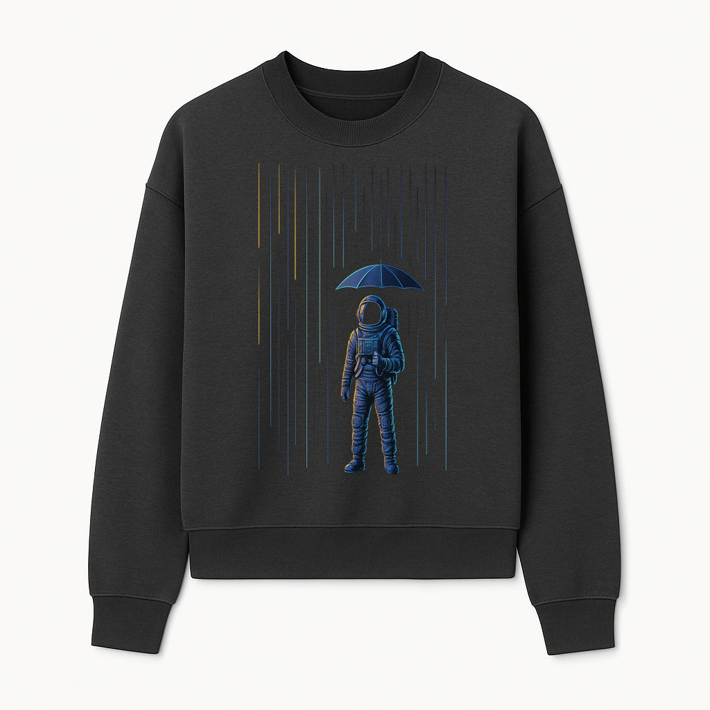 Abstract Astronaut Art Print with Umbrella, Cosmic Rain Theme, Space Decor for Home or Office, Unique Astronaut Wall Artwork - Sweatshirt 1758273125671.jpg