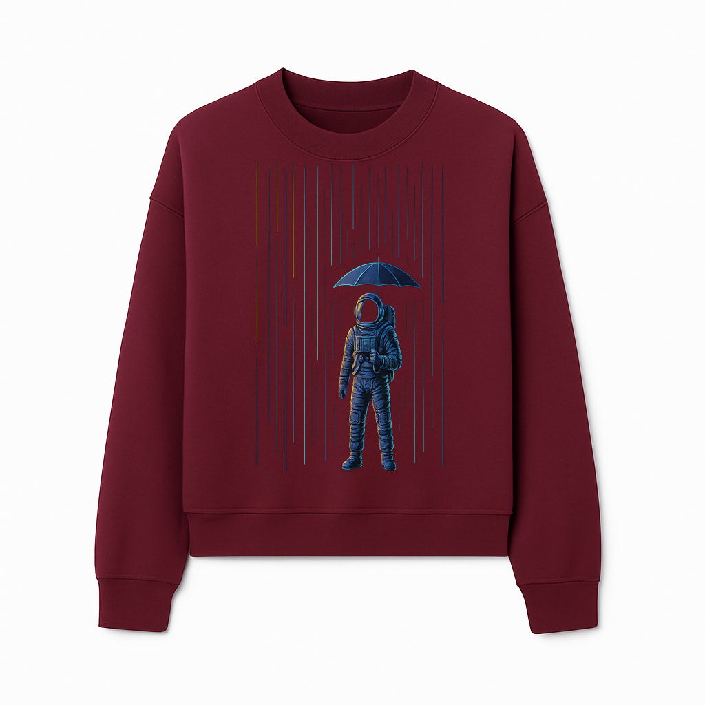 Abstract Astronaut Art Print with Umbrella, Cosmic Rain Theme, Space Decor for Home or Office, Unique Astronaut Wall Artwork - Sweatshirt 1758273126441.jpg