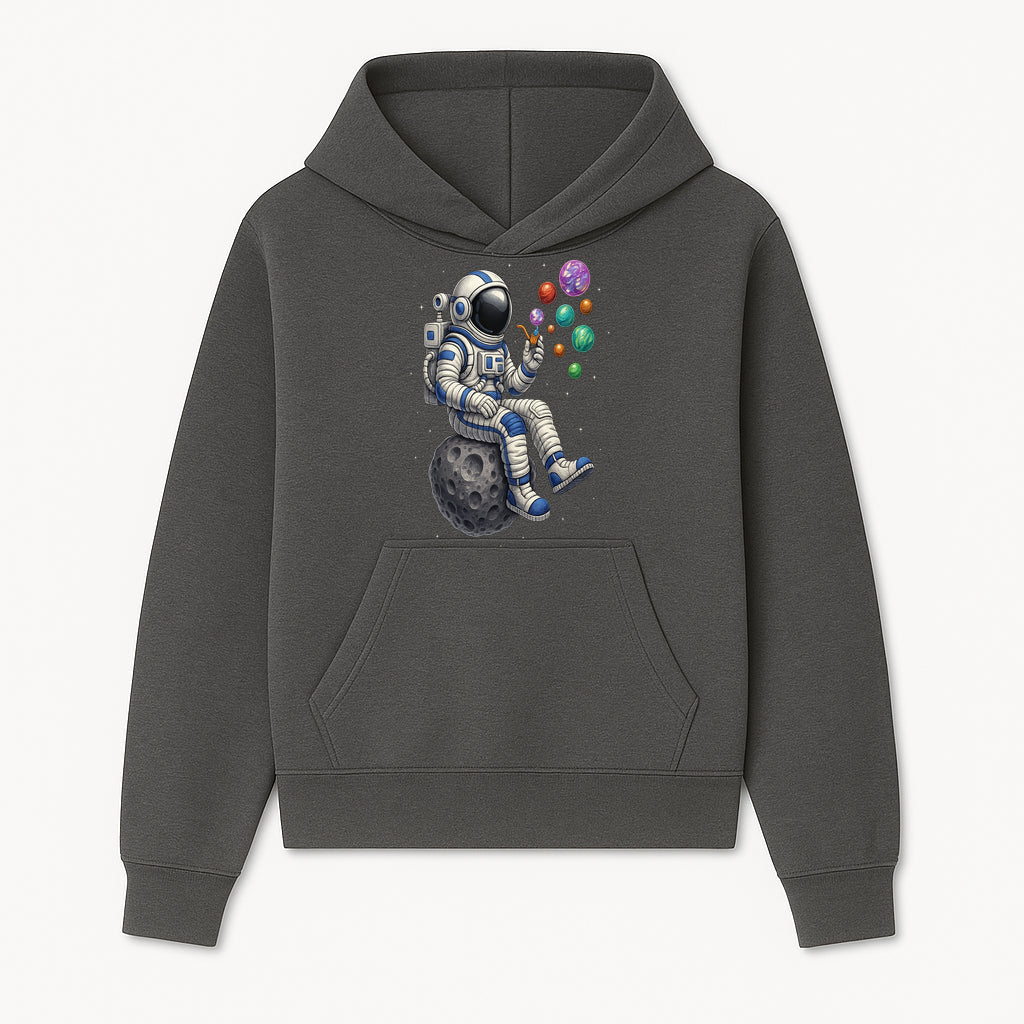 Astronaut Bubble Blowing Art Print - Cosmic Space Theme, Moon, Bubbles, Colorful Design, Space Decor, Unique Gift Idea - Hoodie 1758273129486.jpg