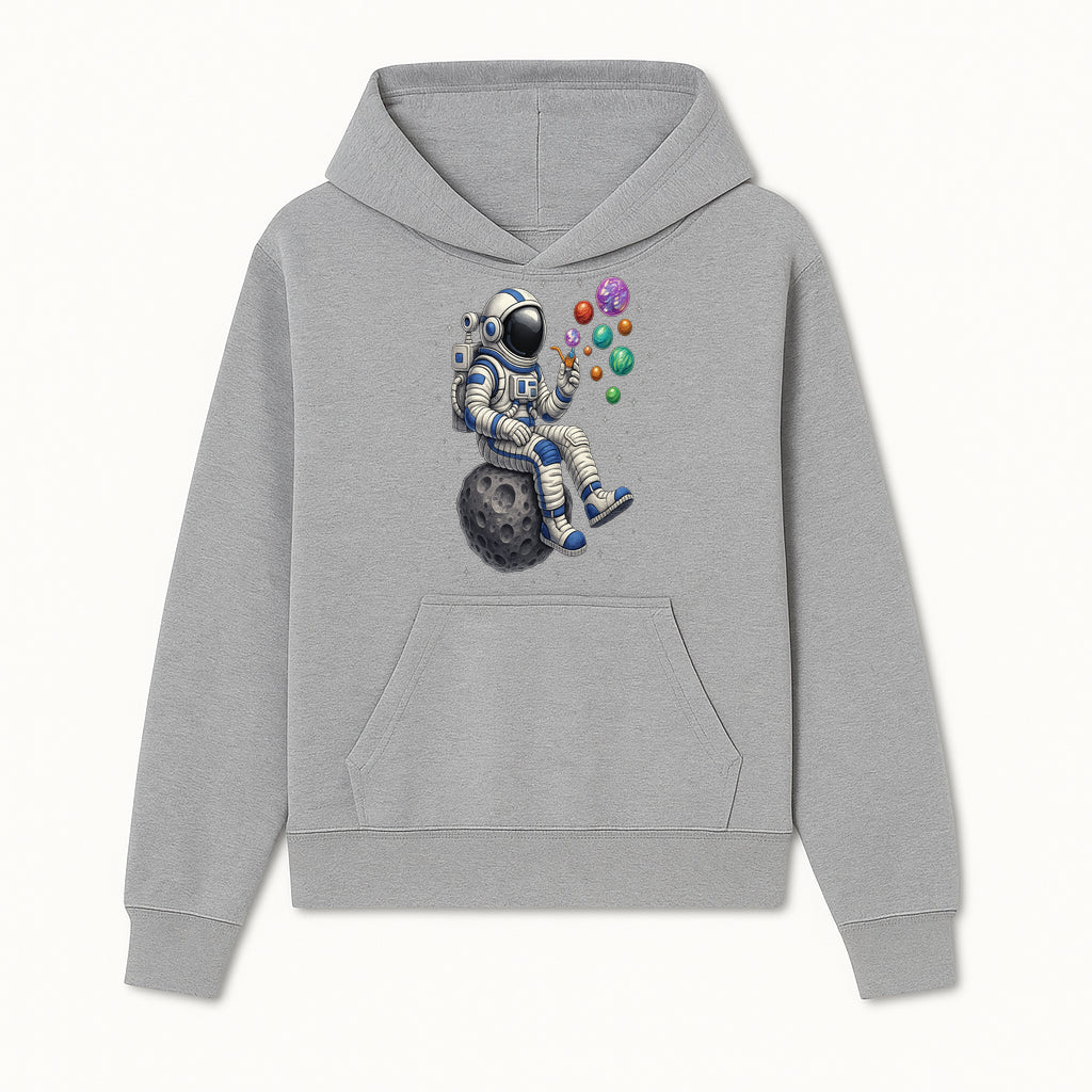 Astronaut Bubble Blowing Art Print - Cosmic Space Theme, Moon, Bubbles, Colorful Design, Space Decor, Unique Gift Idea - Hoodie 1758273129787.jpg