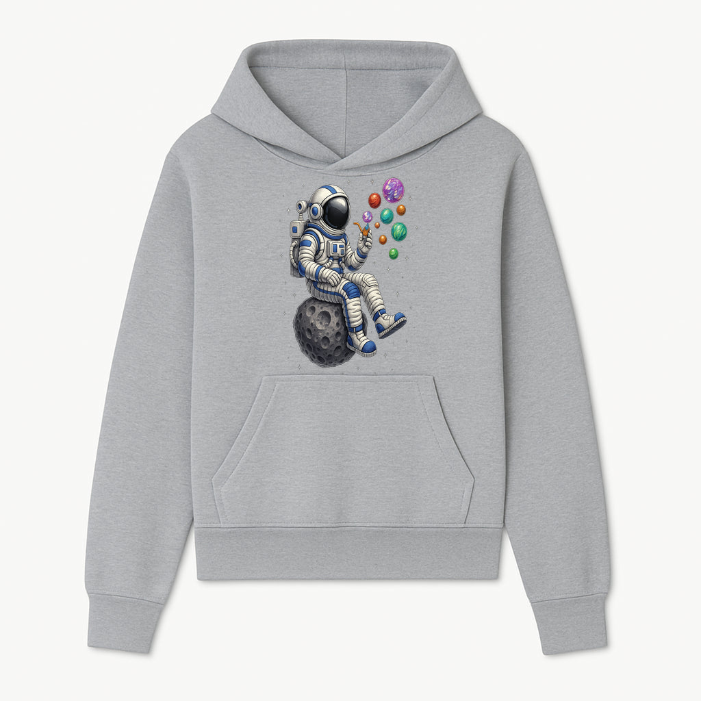 Astronaut Bubble Blowing Art Print - Cosmic Space Theme, Moon, Bubbles, Colorful Design, Space Decor, Unique Gift Idea - Hoodie 1758273130661.jpg