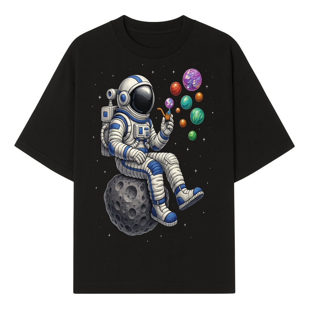 Astronaut Bubble Blowing Art Print - Cosmic Space Theme, Moon, Bubbles, Colorful Design, Space Decor, Unique Gift Idea - T-shirt 1758273132433.jpg