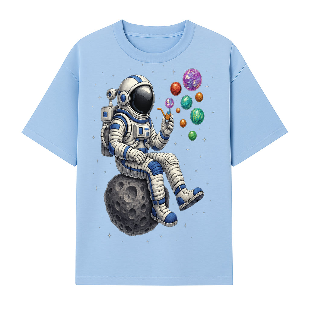Astronaut Bubble Blowing Art Print - Cosmic Space Theme, Moon, Bubbles, Colorful Design, Space Decor, Unique Gift Idea - T-shirt 1758273132982.jpg