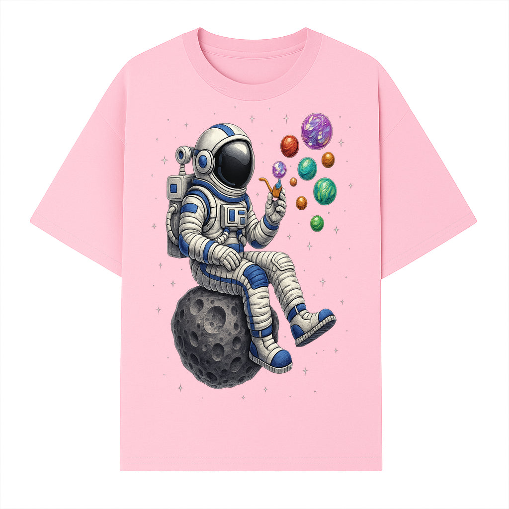 Astronaut Bubble Blowing Art Print - Cosmic Space Theme, Moon, Bubbles, Colorful Design, Space Decor, Unique Gift Idea - T-shirt 1758273133156.jpg