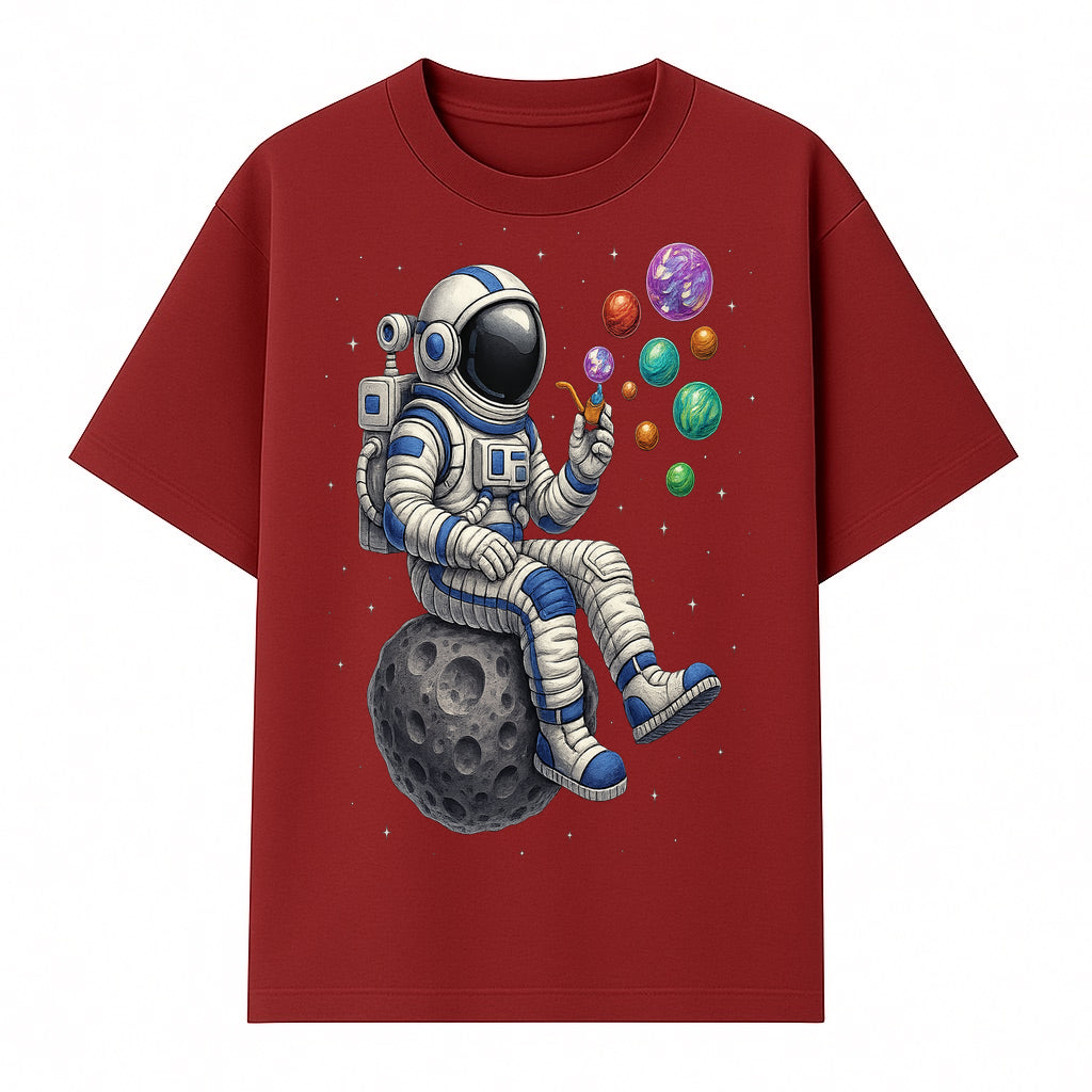 Astronaut Bubble Blowing Art Print - Cosmic Space Theme, Moon, Bubbles, Colorful Design, Space Decor, Unique Gift Idea - T-shirt 1758273133282.jpg