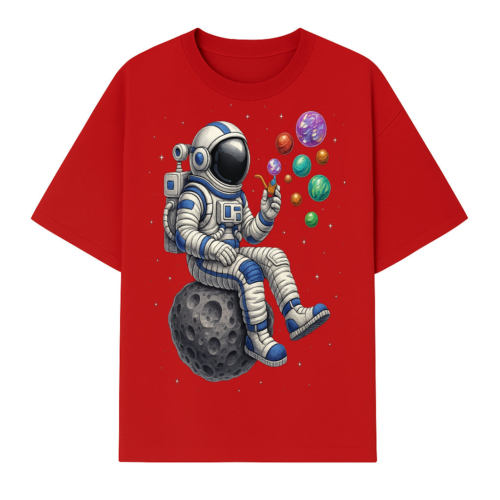 Astronaut Bubble Blowing Art Print - Cosmic Space Theme, Moon, Bubbles, Colorful Design, Space Decor, Unique Gift Idea - T-shirt 1758273133568.jpg