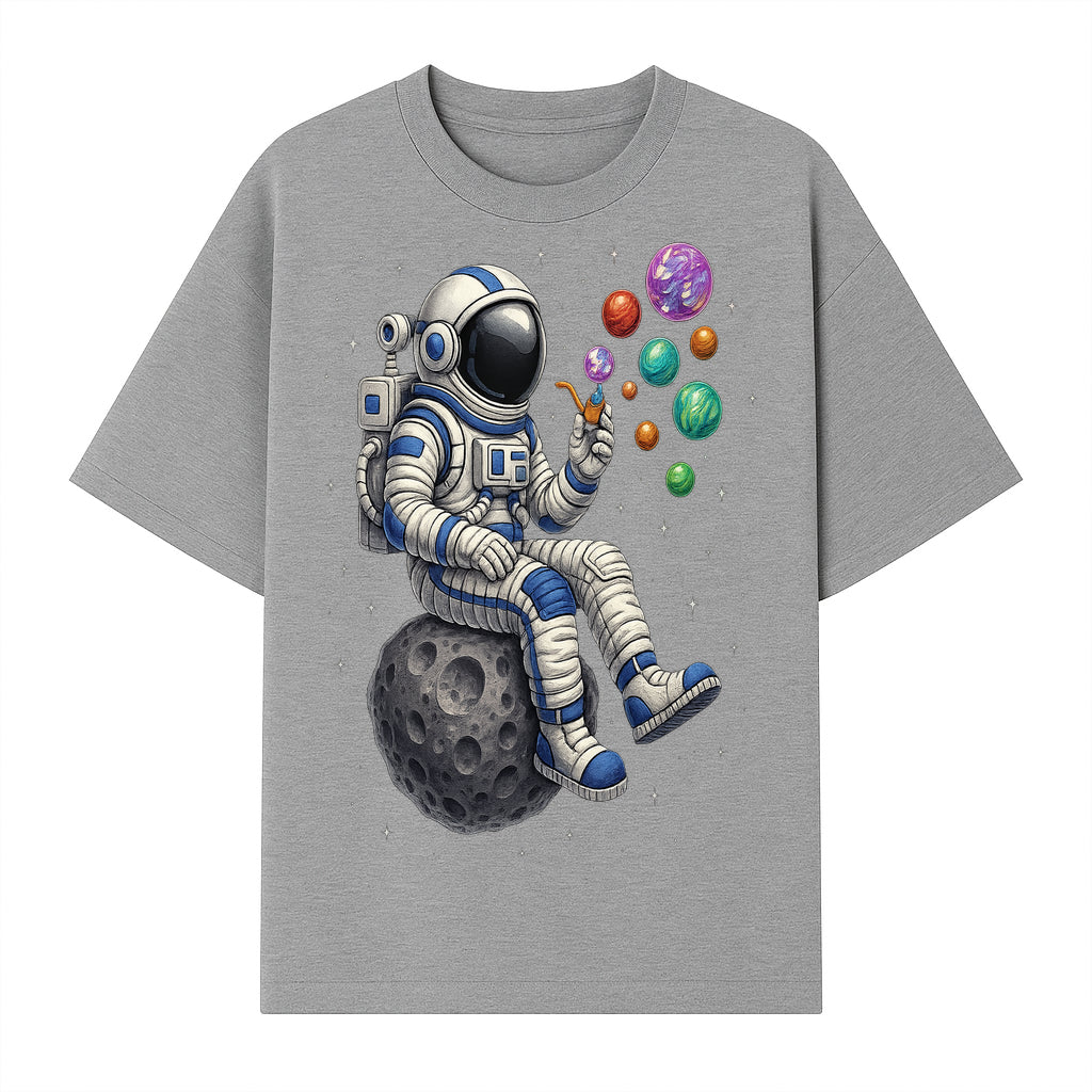 Astronaut Bubble Blowing Art Print - Cosmic Space Theme, Moon, Bubbles, Colorful Design, Space Decor, Unique Gift Idea - T-shirt 1758273133738.jpg
