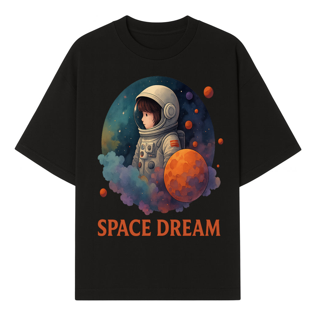Astronaut Girl Space Dream Art Print, Whimsical Cosmic Illustration, Kids Room Decor, Children s Wall Art, Fantasy Space Theme - T-shirt 1758273137655.jpg