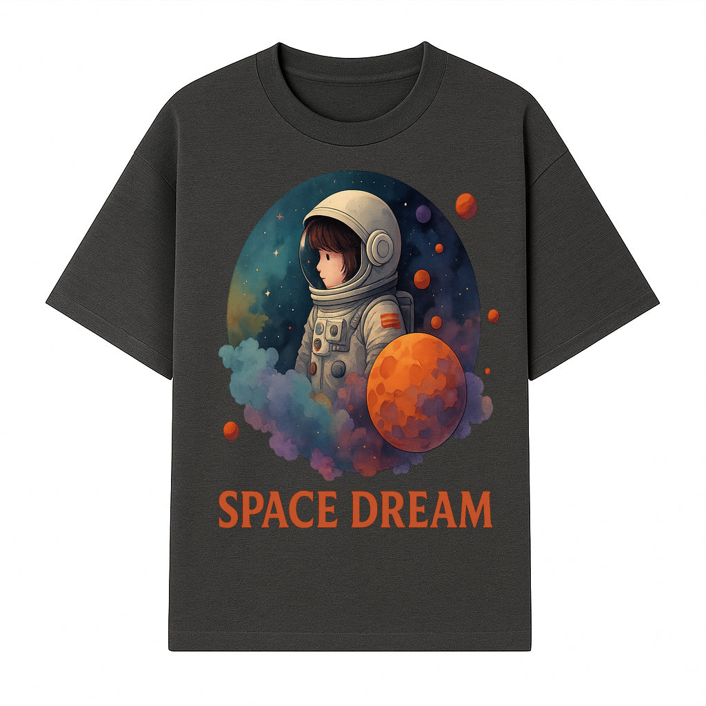 Astronaut Girl Space Dream Art Print, Whimsical Cosmic Illustration, Kids Room Decor, Children s Wall Art, Fantasy Space Theme - T-shirt 1758273137801.jpg