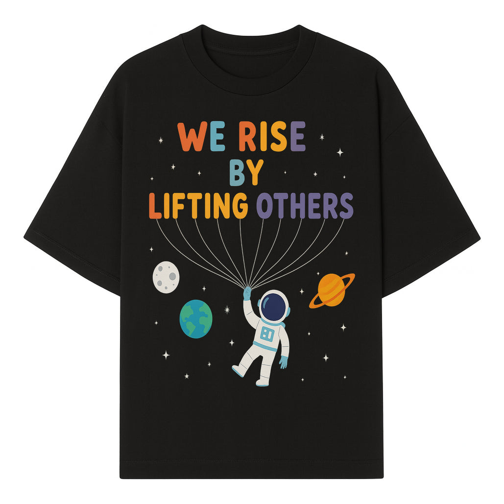 Astro Inspirational Wall Art | We Rise By Lifting Others | Colorful Space Design | Motivational Home Decor | Kids Room Decoration - T-shirt 1758273138477.jpg