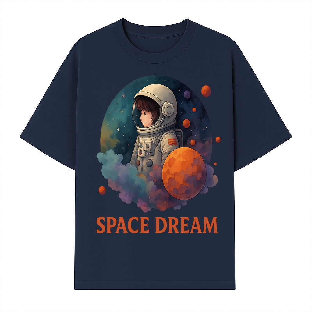 Astronaut Girl Space Dream Art Print, Whimsical Cosmic Illustration, Kids Room Decor, Children s Wall Art, Fantasy Space Theme - T-shirt 1758273138706.jpg