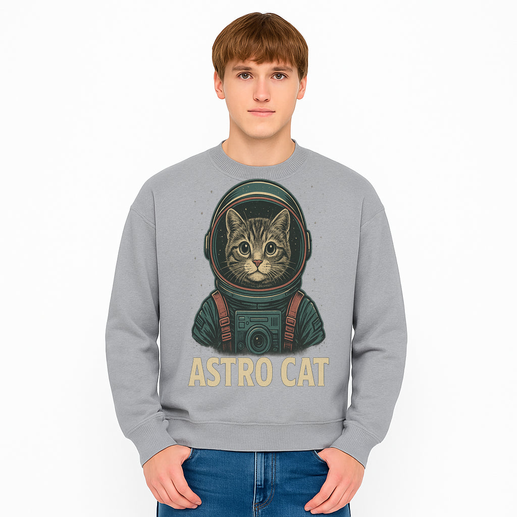 Astro Cat Vintage T-Shirt, Space Cat Astronaut Graphic Tee, Cosmic Pet Lover Apparel, Gift for Cat Lovers, Unique Cat Design - Sweatshirt 1758273140313.jpg