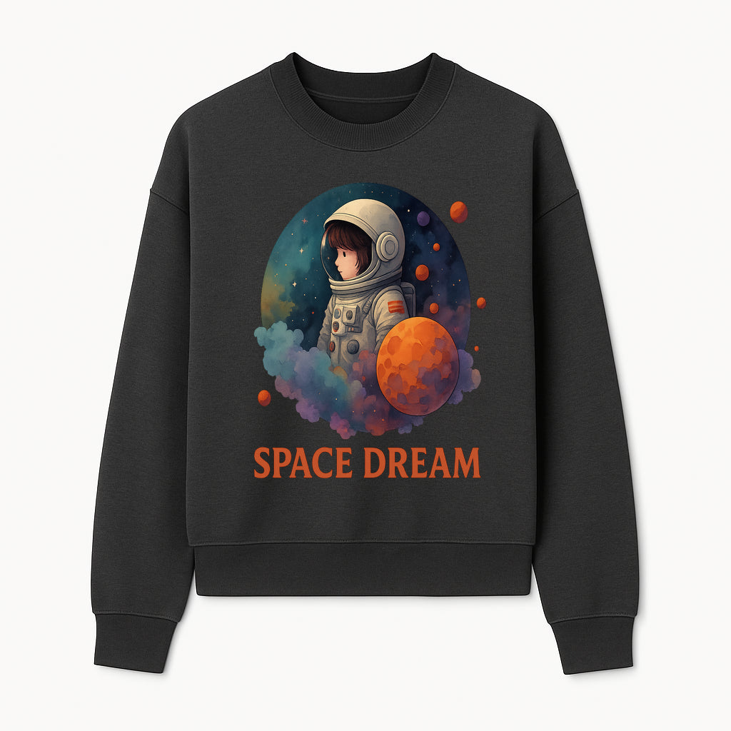 Astronaut Girl Space Dream Art Print, Whimsical Cosmic Illustration, Kids Room Decor, Children s Wall Art, Fantasy Space Theme - Sweatshirt 1758273140877.jpg