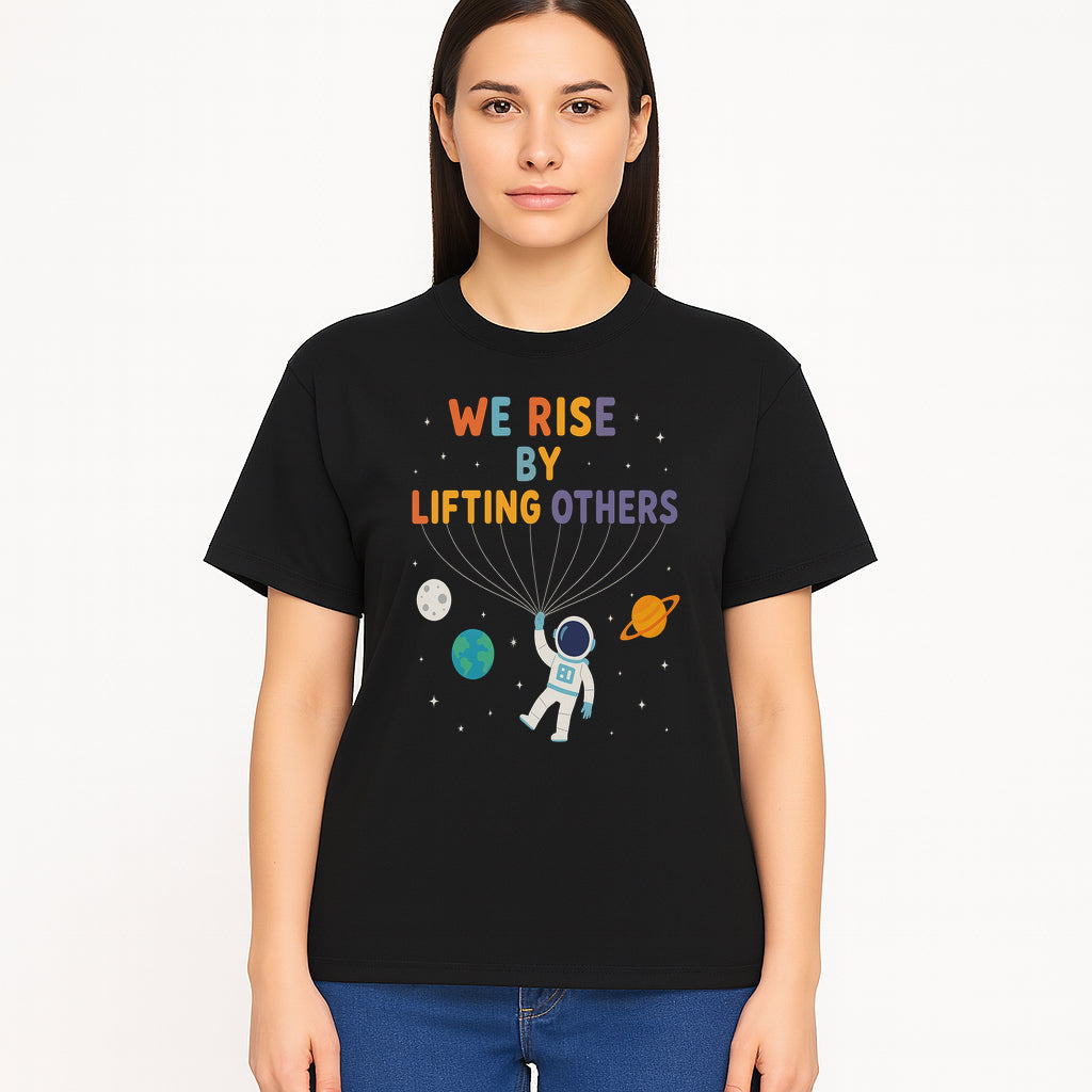 Astro Inspirational Wall Art | We Rise By Lifting Others | Colorful Space Design | Motivational Home Decor | Kids Room Decoration - T-shirt 1758273141301.jpg