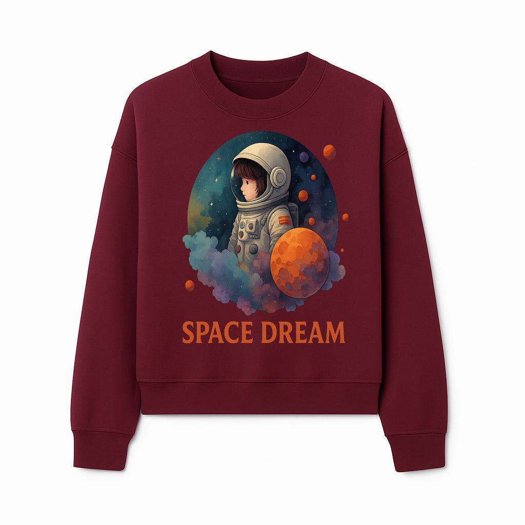 Astronaut Girl Space Dream Art Print, Whimsical Cosmic Illustration, Kids Room Decor, Children s Wall Art, Fantasy Space Theme - Sweatshirt 1758273141674.jpg