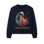 Astronaut Girl Space Dream Art Print, Whimsical Cosmic Illustration, Kids Room Decor, Children s Wall Art, Fantasy Space Theme - Sweatshirt 1758273141829.jpg