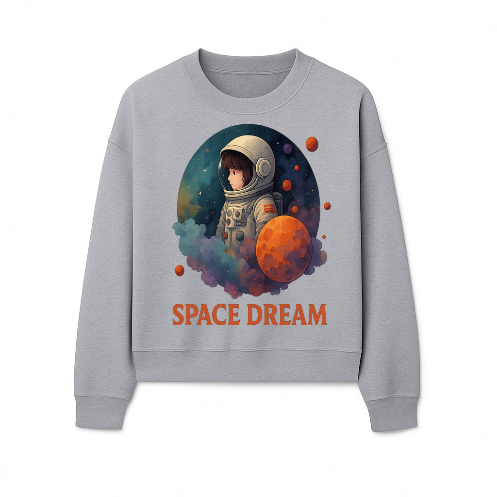 Astronaut Girl Space Dream Art Print, Whimsical Cosmic Illustration, Kids Room Decor, Children s Wall Art, Fantasy Space Theme - Sweatshirt 1758273142125.jpg
