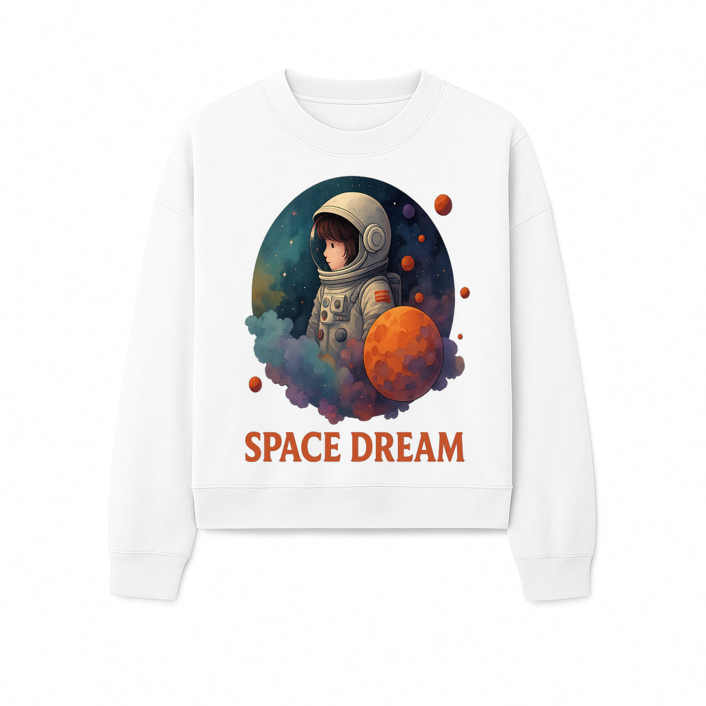 Astronaut Girl Space Dream Art Print, Whimsical Cosmic Illustration, Kids Room Decor, Children s Wall Art, Fantasy Space Theme - Sweatshirt 1758273142271.jpg
