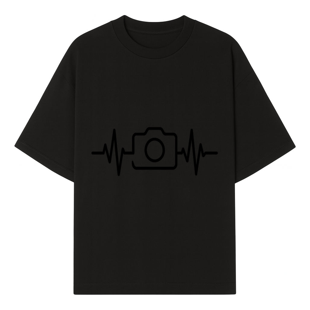 Camera Heartbeat Graphic Design | Photography Lover Gift | Creative Art Print | Black and White Modern Wall Art Decor | Unique Home Decor - T-shirt 1758334992671.jpg