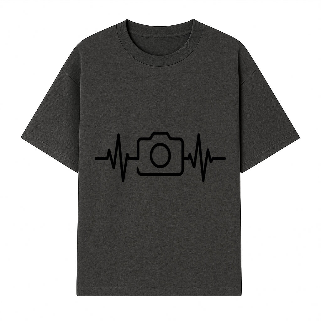 Camera Heartbeat Graphic Design | Photography Lover Gift | Creative Art Print | Black and White Modern Wall Art Decor | Unique Home Decor - T-shirt 1758334992816.jpg