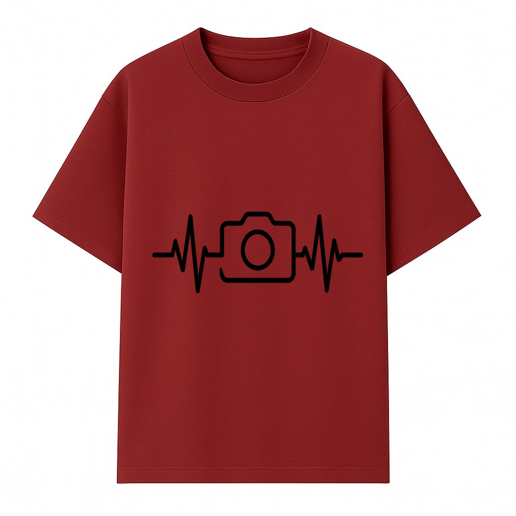 Camera Heartbeat Graphic Design | Photography Lover Gift | Creative Art Print | Black and White Modern Wall Art Decor | Unique Home Decor - T-shirt 1758334993650.jpg