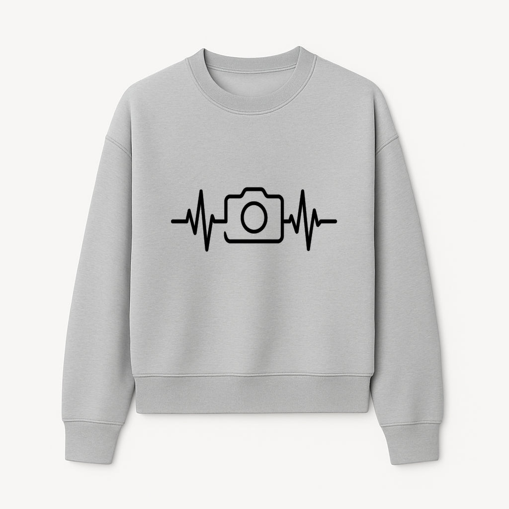 Camera Heartbeat Graphic Design | Photography Lover Gift | Creative Art Print | Black and White Modern Wall Art Decor | Unique Home Decor - Sweatshirt 1758334996392.jpg