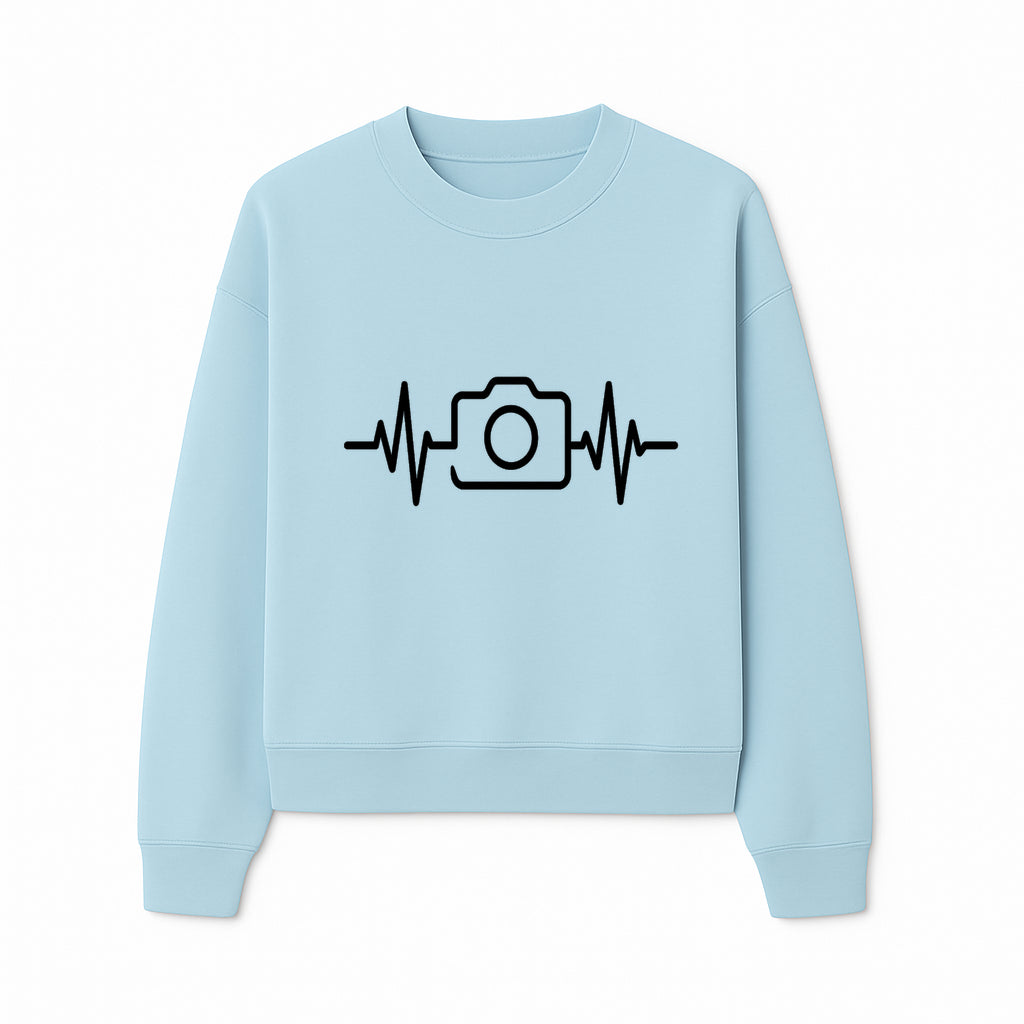 Camera Heartbeat Graphic Design | Photography Lover Gift | Creative Art Print | Black and White Modern Wall Art Decor | Unique Home Decor - Sweatshirt 1758334996538.jpg
