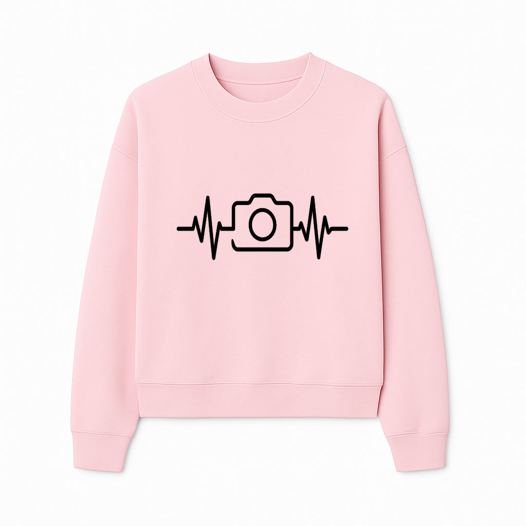 Camera Heartbeat Graphic Design | Photography Lover Gift | Creative Art Print | Black and White Modern Wall Art Decor | Unique Home Decor - Sweatshirt 1758334996694.jpg