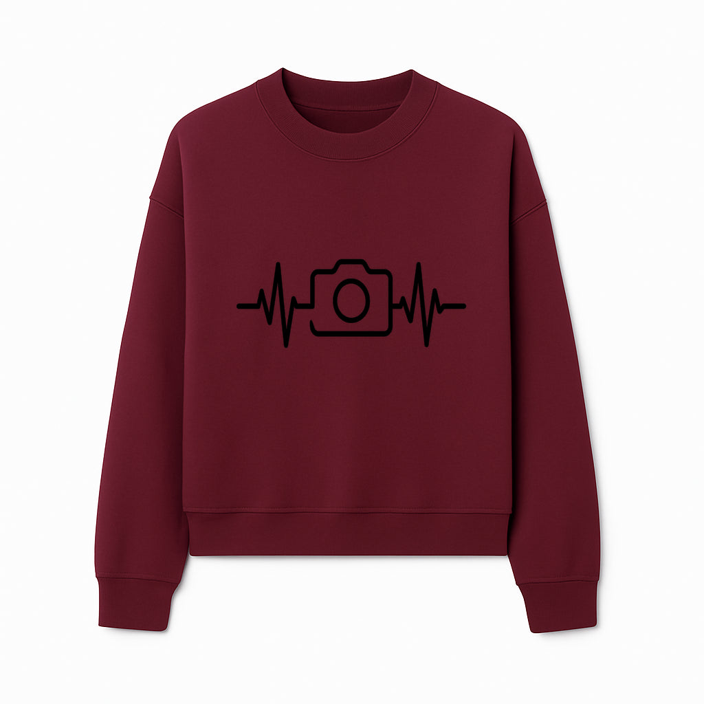 Camera Heartbeat Graphic Design | Photography Lover Gift | Creative Art Print | Black and White Modern Wall Art Decor | Unique Home Decor - Sweatshirt 1758334996851.jpg