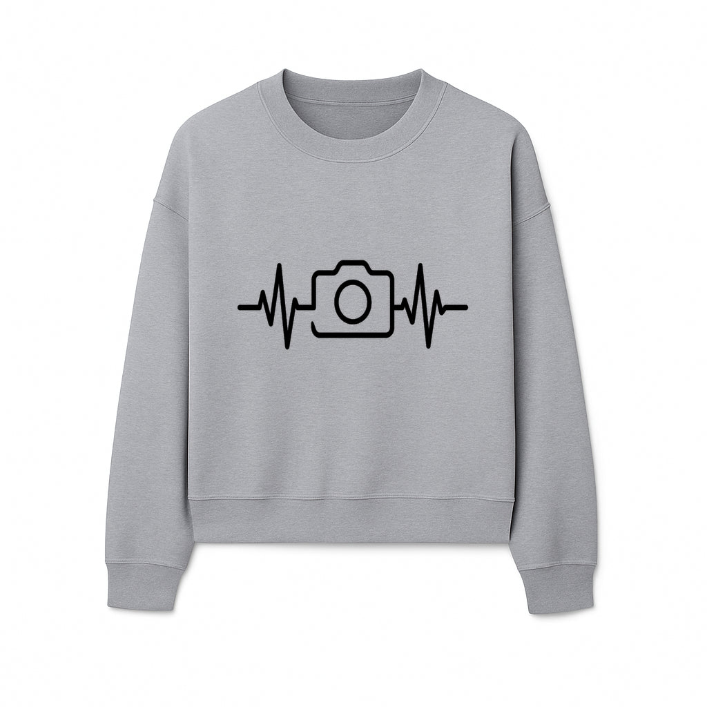 Camera Heartbeat Graphic Design | Photography Lover Gift | Creative Art Print | Black and White Modern Wall Art Decor | Unique Home Decor - Sweatshirt 1758334997250.jpg