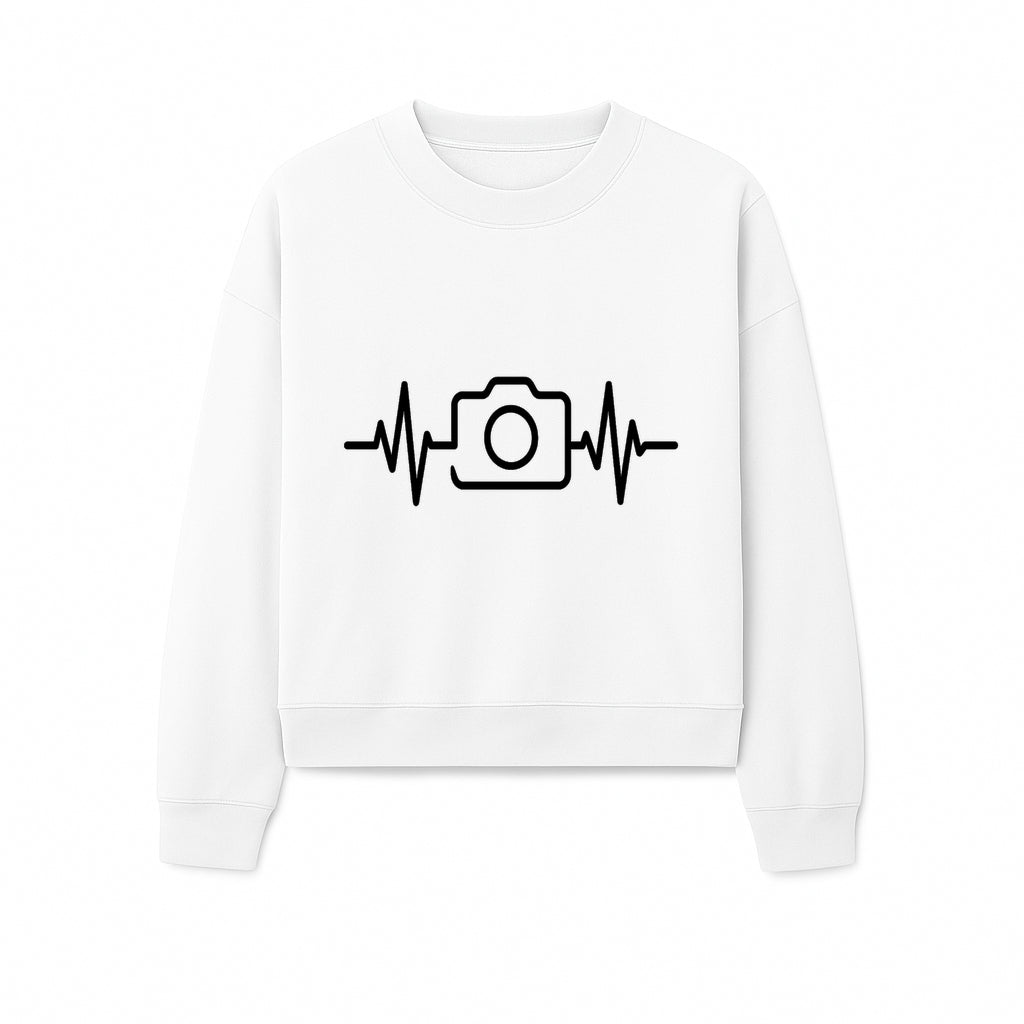 Camera Heartbeat Graphic Design | Photography Lover Gift | Creative Art Print | Black and White Modern Wall Art Decor | Unique Home Decor - Sweatshirt 1758334997374.jpg