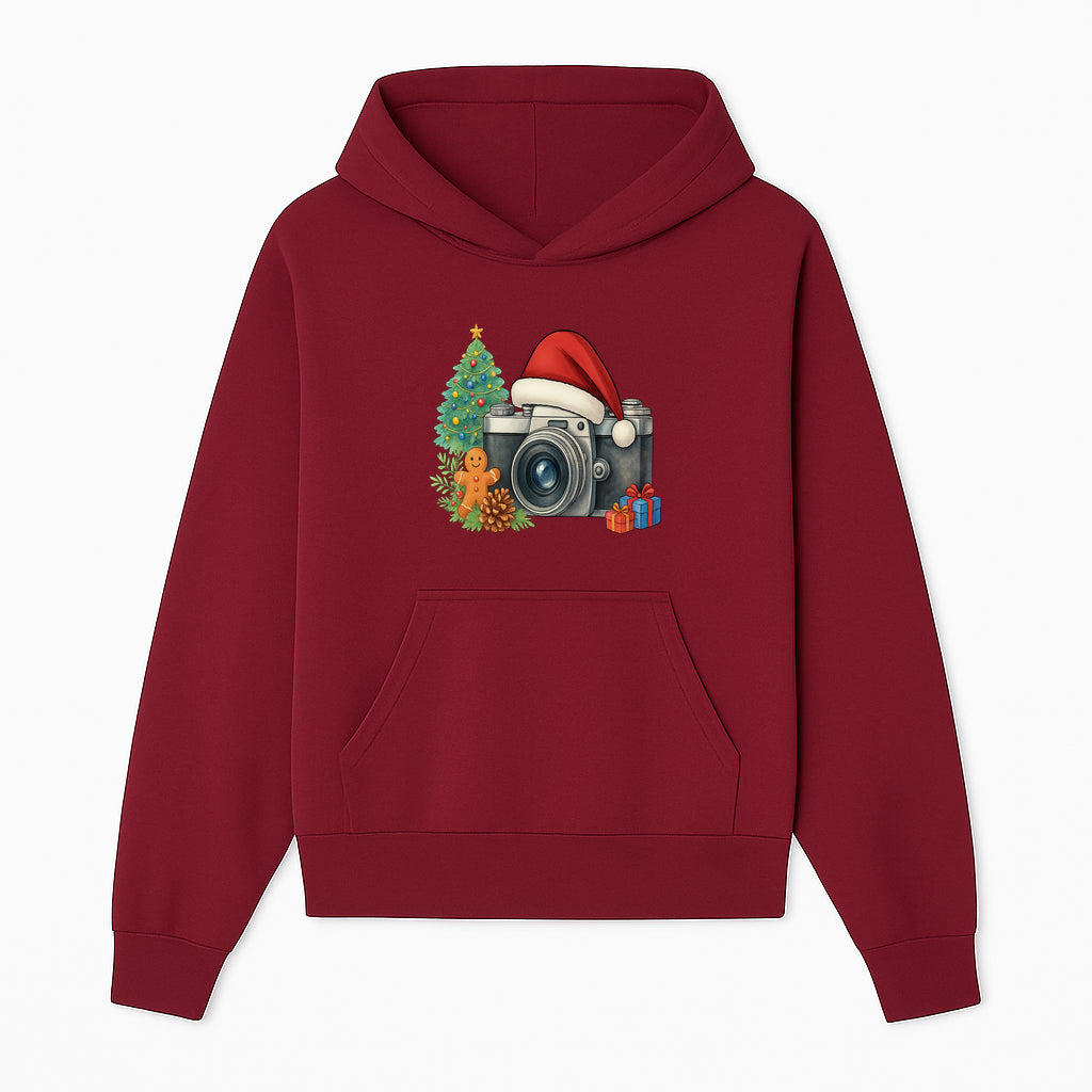 Christmas Camera Art Print with Tree, Gingerbread, and Gifts - Holiday Photography Decor for Home or Office - Hoodie 1758335000085.jpg