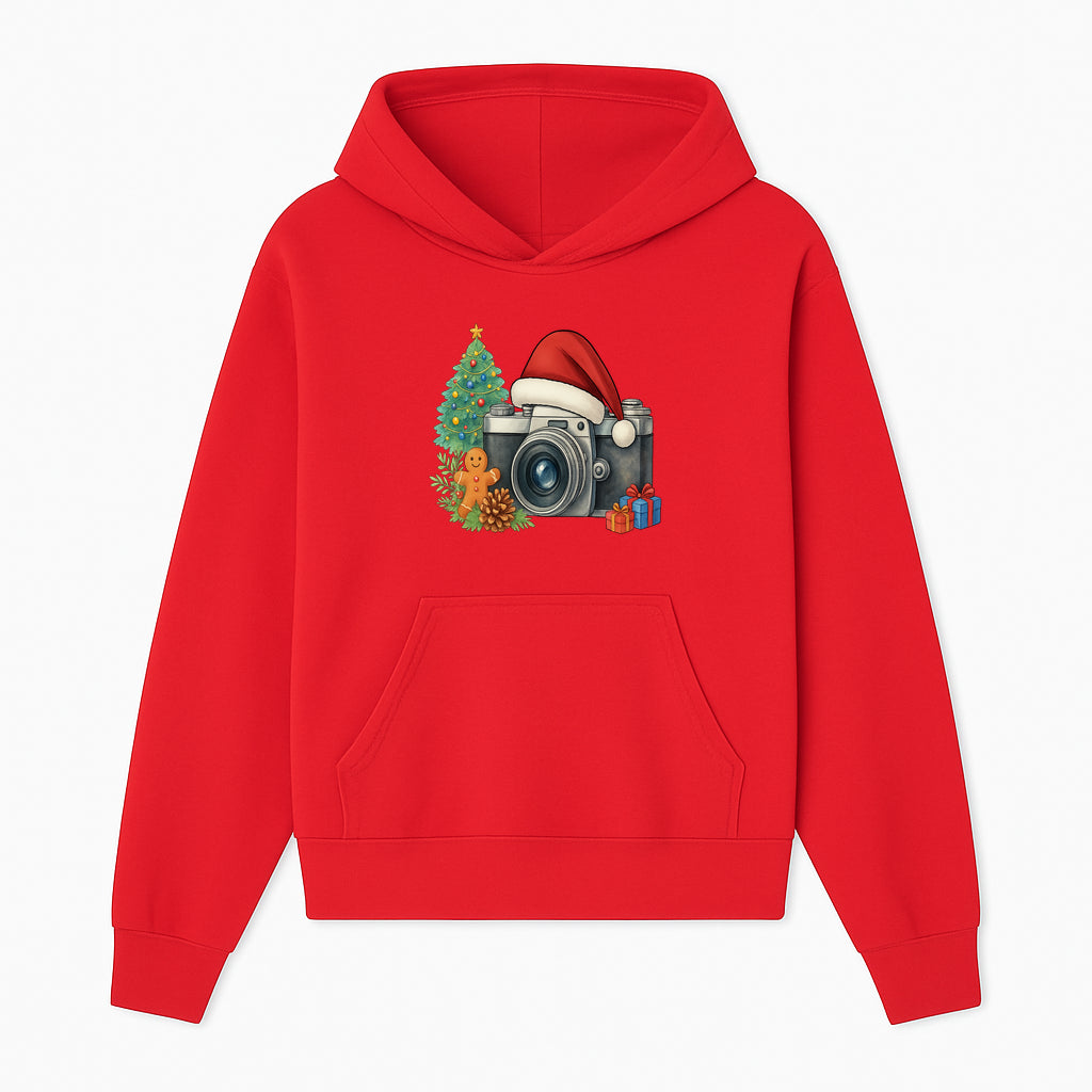Christmas Camera Art Print with Tree, Gingerbread, and Gifts - Holiday Photography Decor for Home or Office - Hoodie 1758335000345.jpg