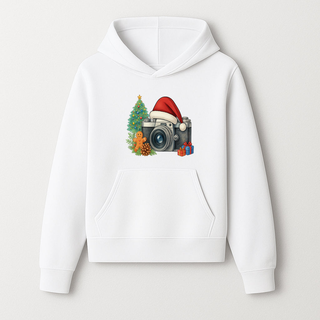 Christmas Camera Art Print with Tree, Gingerbread, and Gifts - Holiday Photography Decor for Home or Office - Hoodie 1758335000722.jpg