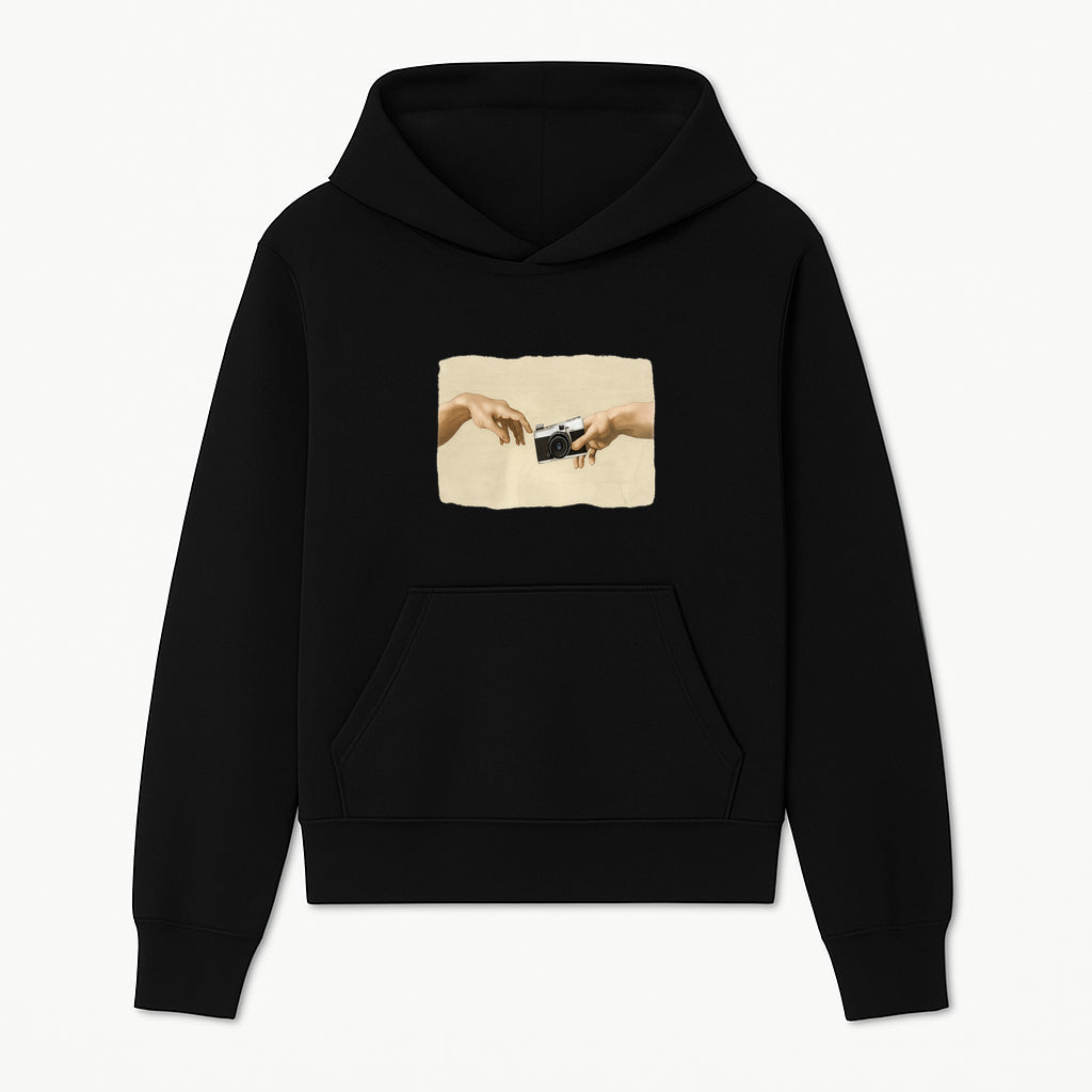 Artistic Print of Hands Reaching for Camera - Modern Interpretation of Creation - Perfect Wall Art for Photographers - Hoodie 1758335001438.jpg