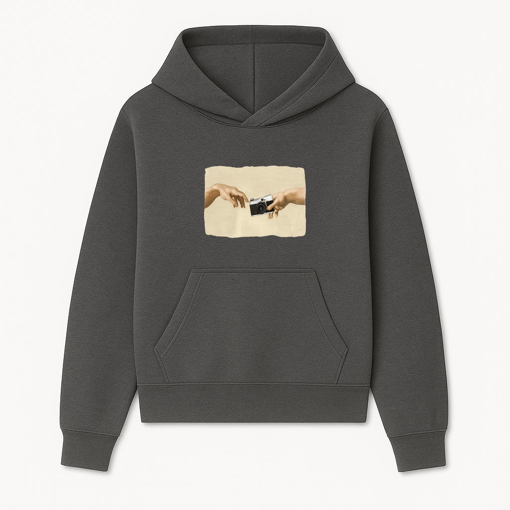 Artistic Print of Hands Reaching for Camera - Modern Interpretation of Creation - Perfect Wall Art for Photographers - Hoodie 1758335001585.jpg