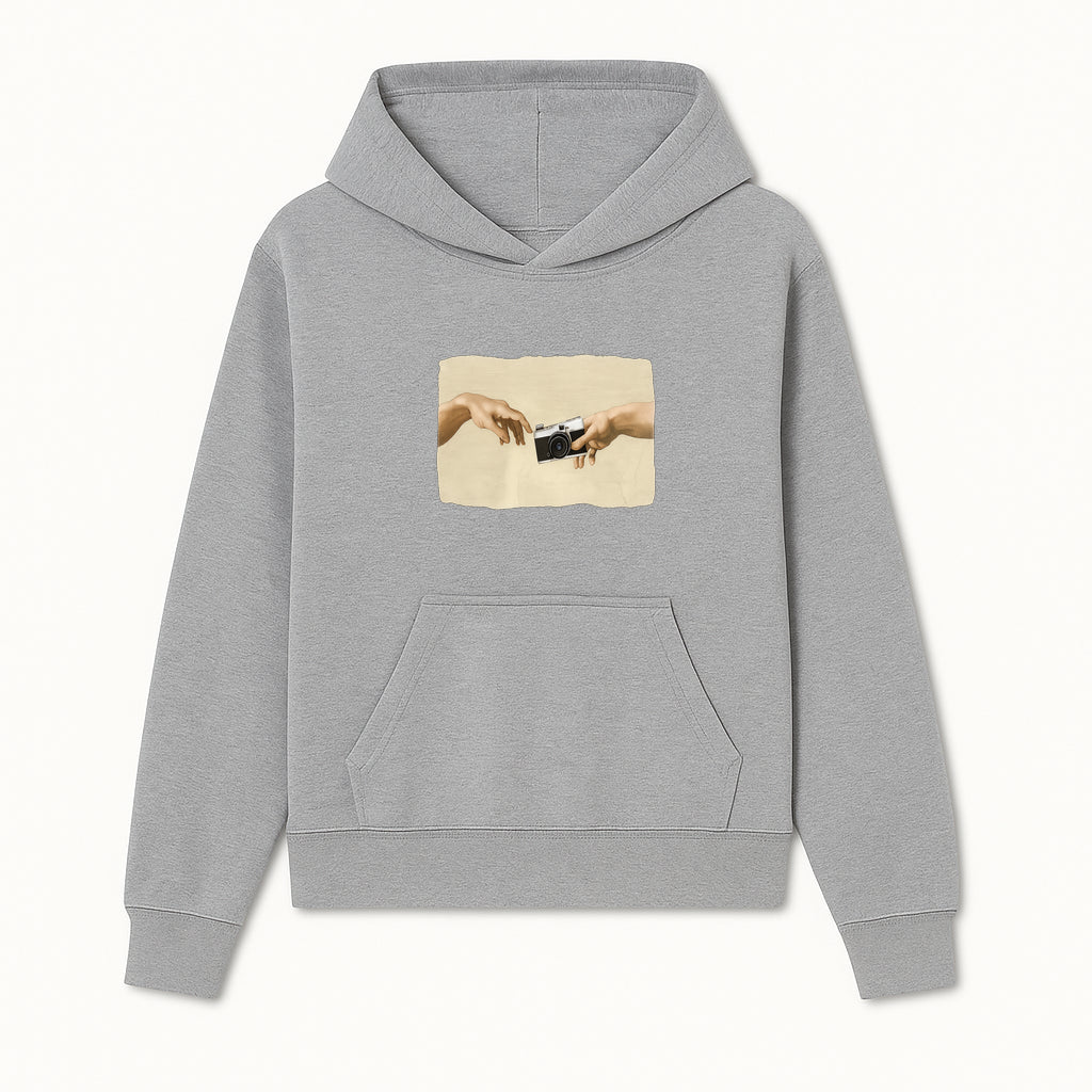Artistic Print of Hands Reaching for Camera - Modern Interpretation of Creation - Perfect Wall Art for Photographers - Hoodie 1758335001866.jpg