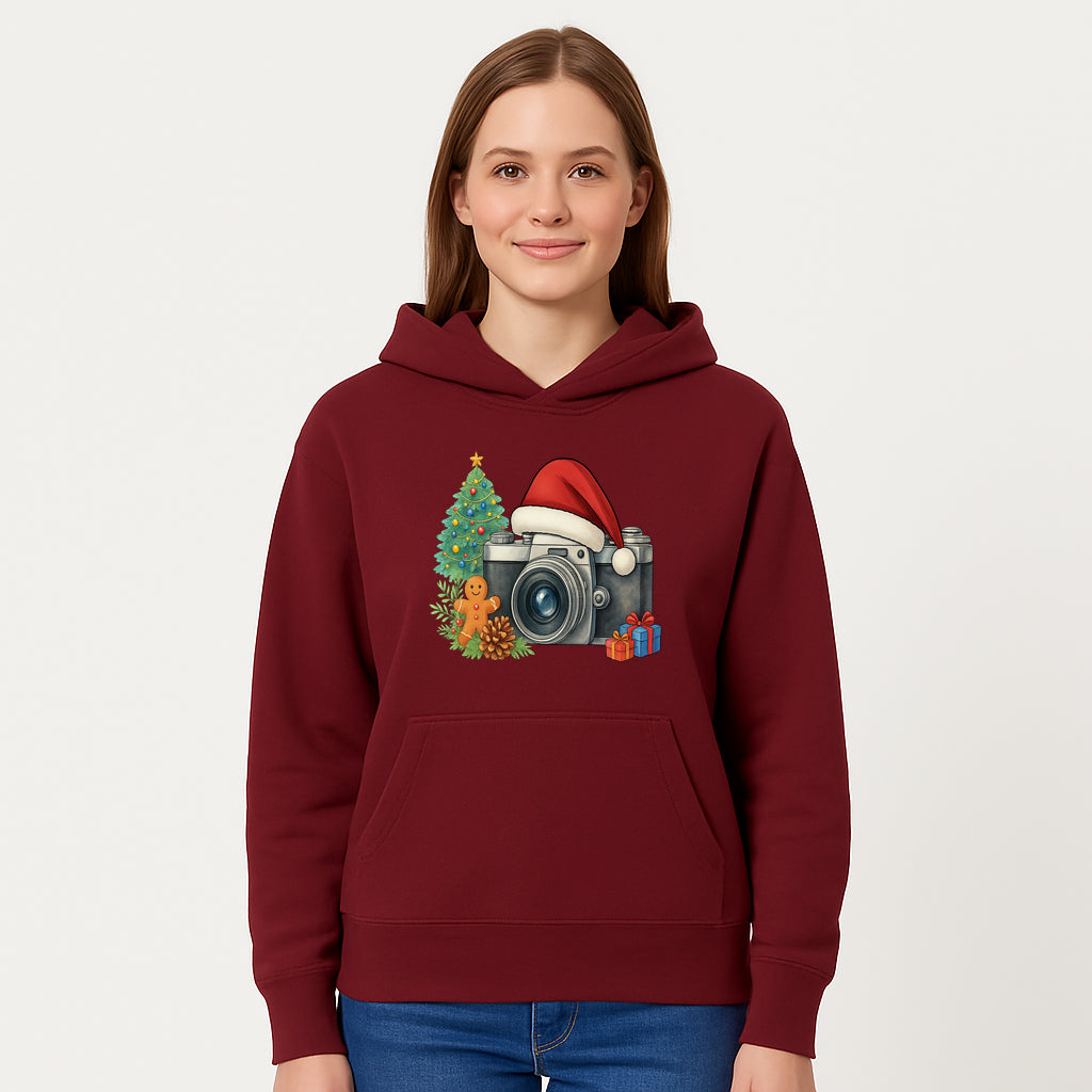 Christmas Camera Art Print with Tree, Gingerbread, and Gifts - Holiday Photography Decor for Home or Office - Hoodie 1758335001998.jpg
