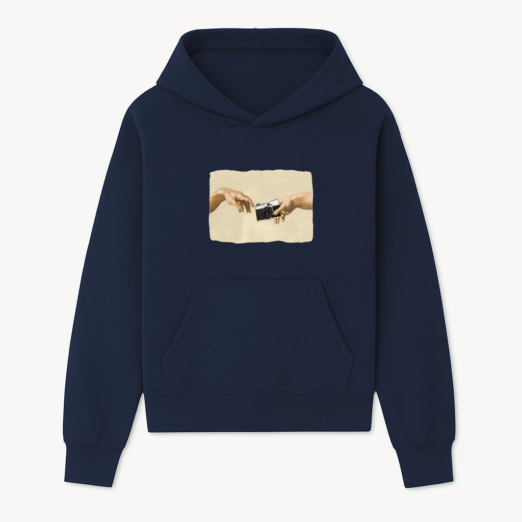 Artistic Print of Hands Reaching for Camera - Modern Interpretation of Creation - Perfect Wall Art for Photographers - Hoodie 1758335002489.jpg