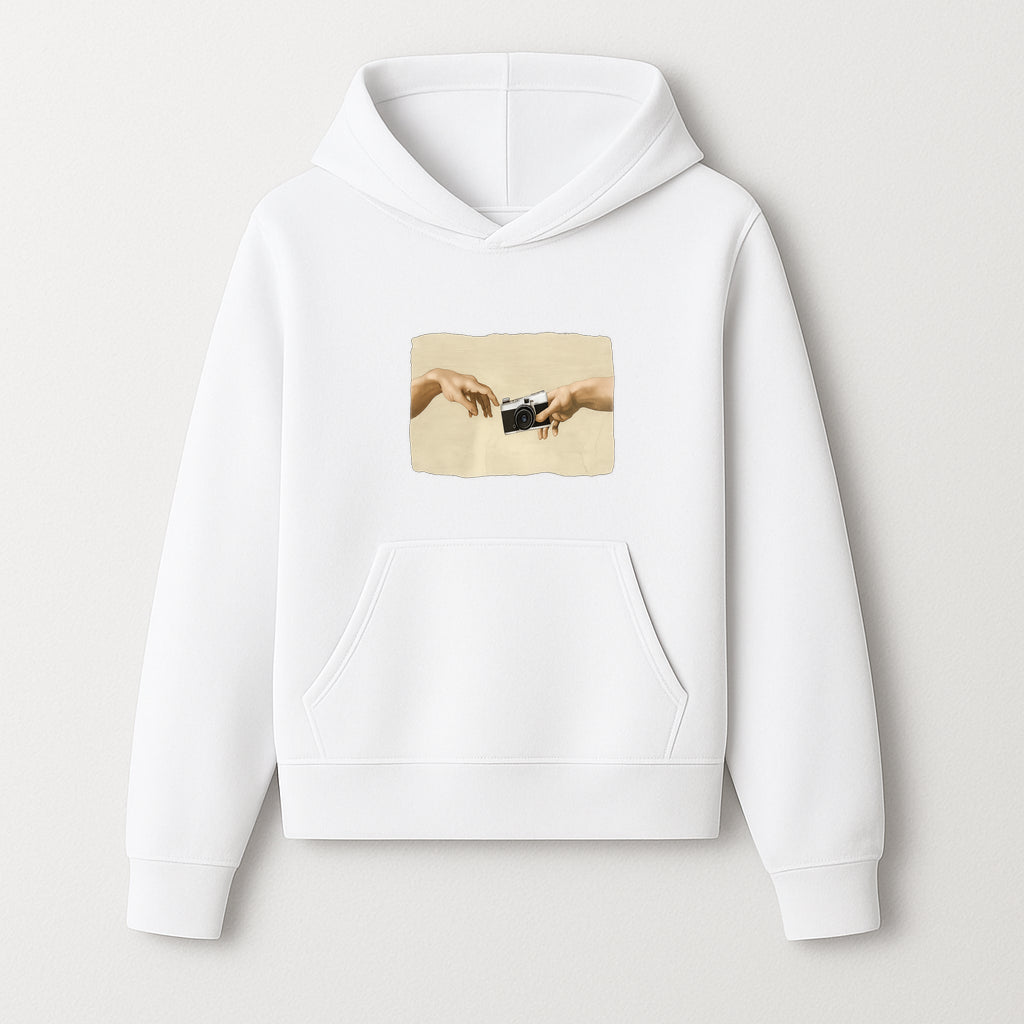 Artistic Print of Hands Reaching for Camera - Modern Interpretation of Creation - Perfect Wall Art for Photographers - Hoodie 1758335002948.jpg