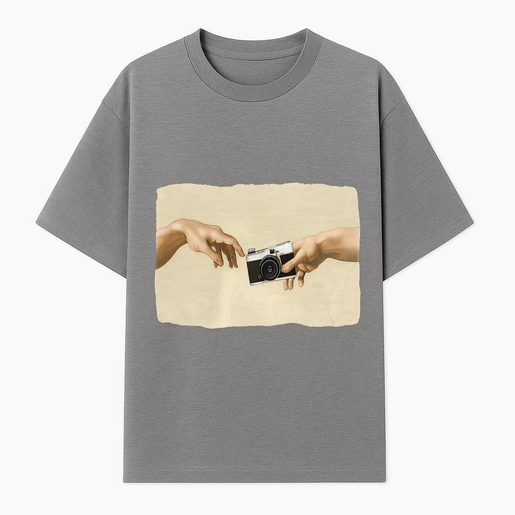 Artistic Print of Hands Reaching for Camera - Modern Interpretation of Creation - Perfect Wall Art for Photographers - T-shirt 1758335004984.jpg