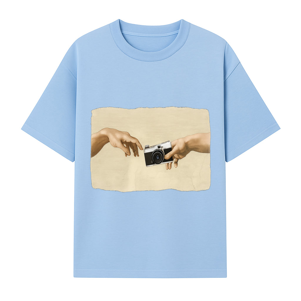 Artistic Print of Hands Reaching for Camera - Modern Interpretation of Creation - Perfect Wall Art for Photographers - T-shirt 1758335005148.jpg