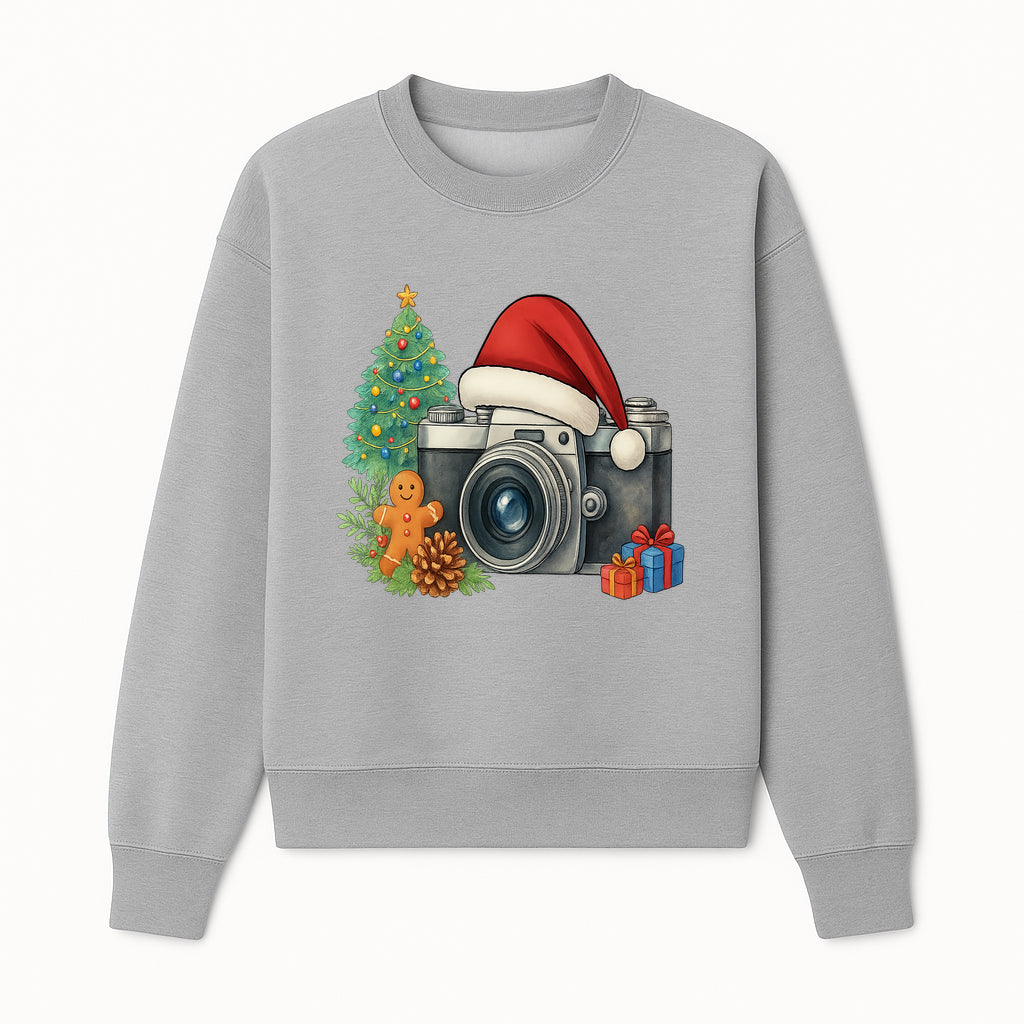 Christmas Camera Art Print with Tree, Gingerbread, and Gifts - Holiday Photography Decor for Home or Office - Sweatshirt 1758335005247.jpg