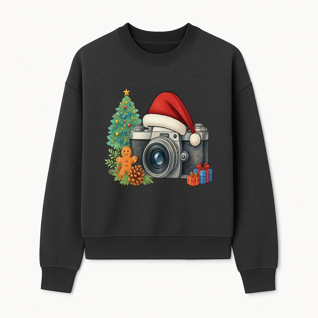 Christmas Camera Art Print with Tree, Gingerbread, and Gifts - Holiday Photography Decor for Home or Office - Sweatshirt 1758335005560.jpg